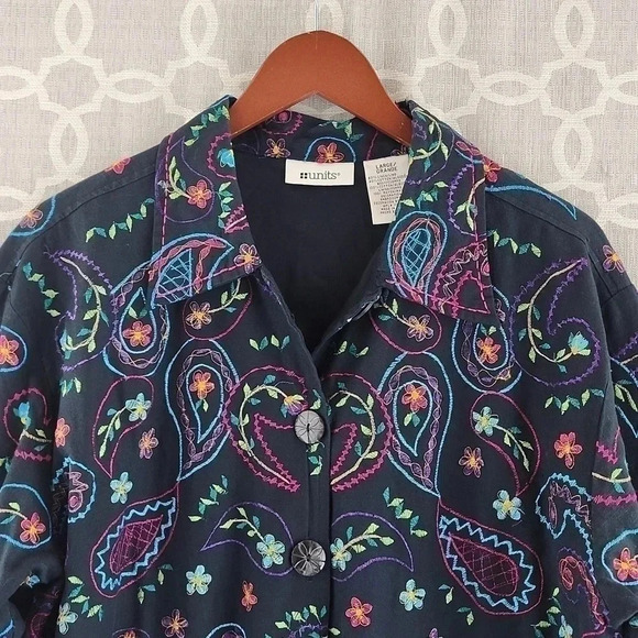 Vintage Units Embroidered Paisley Long Sleeve Button Blazer Women's L 8187/2B - Picture 3 of 10